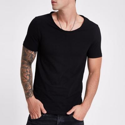 China Anti-Pilling Mens Clothing Mens Essential Empty Tee Man Black Muscle Fitted T-Shirts Scoop Neck T-Shirt for sale