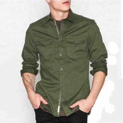 China High quality anti-pilling men's clothing olive green casual shirts for men for sale