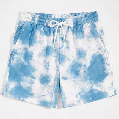 China Anti-wrinkle clothing factory custom mens shorts pants all over size mens tie dye printed drawstring shorts for sale