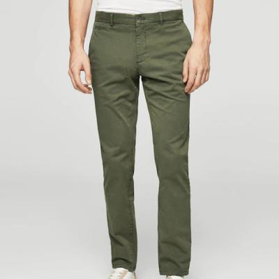 China Anti-Static Men's OEM Cotton Twill Trousers Army Green Comfortable Slim Fit Service Pants With Belt Loops for sale