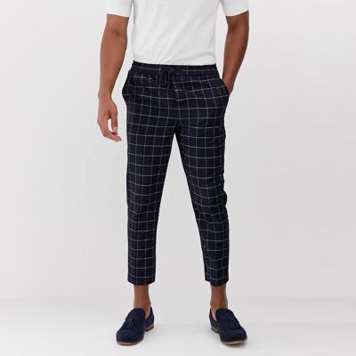 China Anti-pilling Men Fashion Pants Woven Plaid Check Cropped Smart Pants Trousers for sale