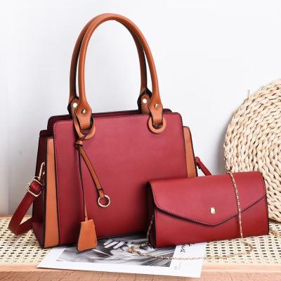 China Custom Logo 3 Pcs Waterproof Women Handbag Set Fashion Shoulder Bags Ladies Handbags Sets With Wallet for sale