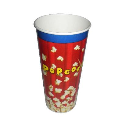 China Custom Paper 32 Oz Popcorn Cups PE Coated Paper Popcorn Buckets Single Wall for sale