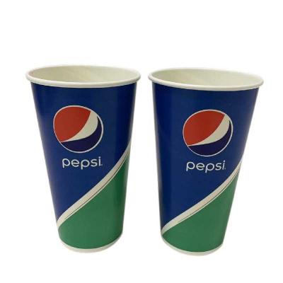 China 32 Oz Colored Cold Drink Disposable Cups Wooden Pulp Light Weight Flexo Printing for sale