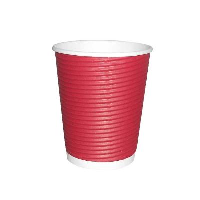 China 8 Oz Triple Wall Ripple Paper Cup PE Coating Flexo Printing With Logo Design for sale