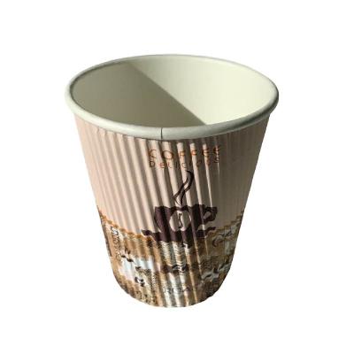 China Tazas calientes desechables de 8 oz con recubrimiento de PE con triple pared Tazas de café personalizadas para llevar en venta