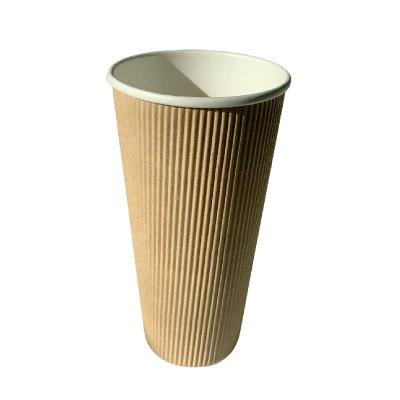 China Revestible PE recubrimiento Impreso de papel Tazas de café de 20 Oz Triple Pared Para Bebidas de café en venta