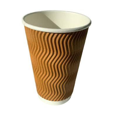 China 16 Oz Customized PE Coated Paper Cup Ripple Wall Disposable PE Lined Cups for sale