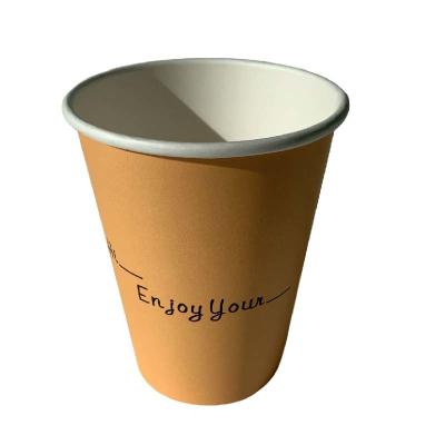 China 12 oz PE cubierto de papel taza amarilla de pared única Tazas de papel para café en venta