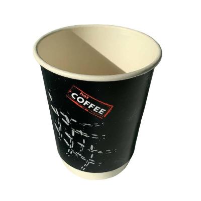 China 8 Oz Black Coffee Hot Drink Paper Cups Disposable PE Coated Double Wall for sale