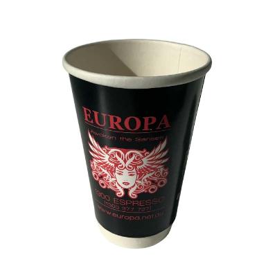 China 16 Oz Compostable Custom Double Wall Cups Insulated Black Aqueous Based for sale