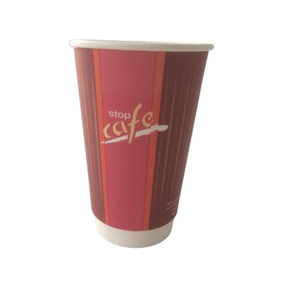 China 16 Oz Rotkaffee Einwegbecher Kompostierbares Gewässer Beschichtet Doppelwand zu verkaufen