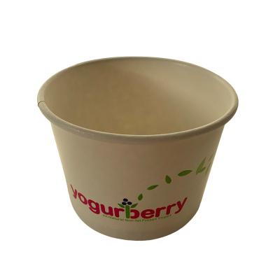 China Wood Pulp 5oz Ice Cream Tubs PE Lined Custom Design Food Grade Leak Proof for sale