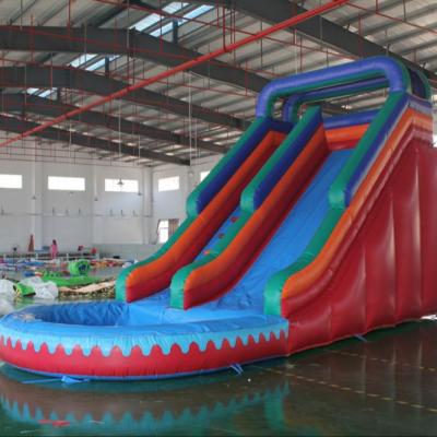 China PVC0.55mm commercial inflatable water slide with pool for kids water park slide for sale for sale