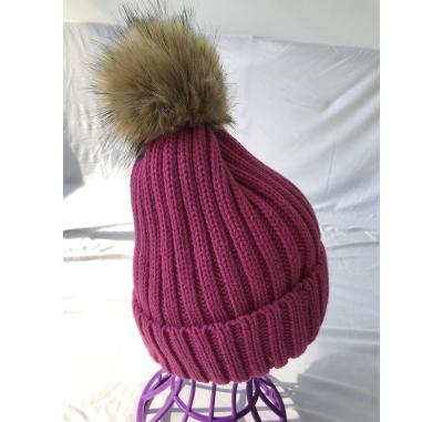 China Custom Sweet Beanie Knit Hair Ball Hats Winter Acrylic Embroidery Good Quality Suitable COMMON Price for sale