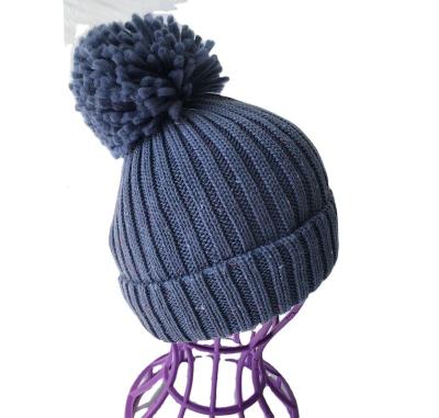 China JOINT Newest Design Good Quality Adults Warm Winter Knitted Beanie Hat With Pom Pom for sale