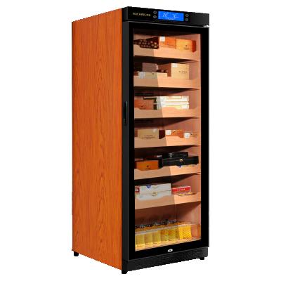 China Tempered dark brown glass door and stainless steel glass >1000 pcs premium wood climate controlled cigar humidor cabinet for sale