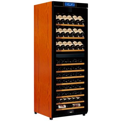 China Hotel Custom Double-Zone Wooden Wine Cooler with Raching Temperature Control W380B for sale