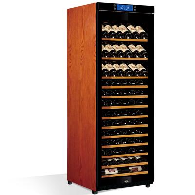 China Hotel Factory Supply 120 Bottles Embraco Swirl Direct Refrigeration Solid Wooden Wine Fridge Sideboard for sale