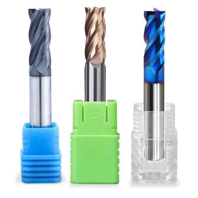 China High Speed Cutting 4F Solid Carbide Endmill CNC Milling Cutter Router Bits For Metal Square Flat Face End Mill HRC 45/55/65/70 for sale