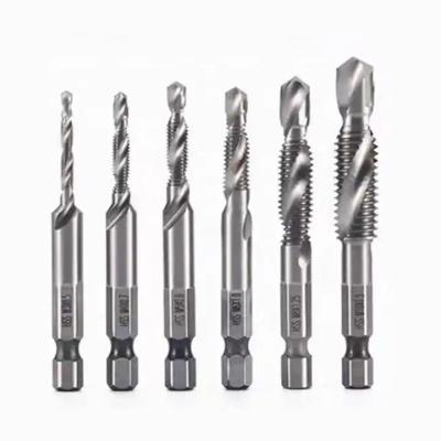 China High-speed steel(HSS ) 6pcs HSS4341 Titanium Metric Hex Shank Screw Combination Tap Drill Bit Set Drill Bits For screw driver set kit for drill for sale