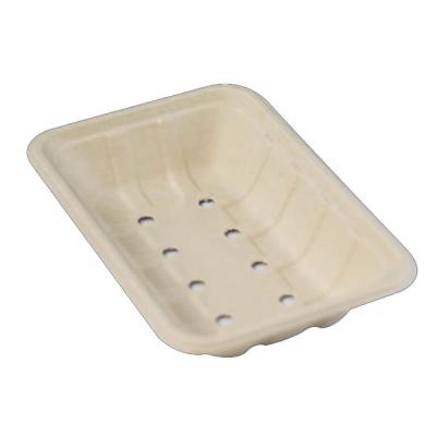 China Biodegradable Sugarcane Bagasse Pulp Tray Food Tray Disposable Supermarket Biodegradable Meat Food Packaging Defrost Tray For Frozen Meat for sale