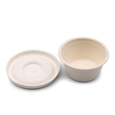 China 2oz 60ml Sugarcane Bagasse Paper Leakproof Biodegradable Biodegradable Disposable Portion Dipping Soy Sauce Cup With Lid for sale