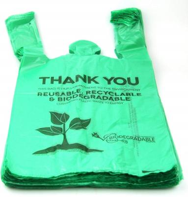 China T-shirt Shopping Bag Handle Vest Supermarket Biodegradable and Compostable Biodegradable Grocery Plastic Bag for sale