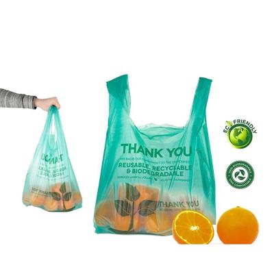 China Biodegradable Custom Wholesale Supermarket Shopping T-shirt Bag Compostables Biodegradable Plastic Waste Bags for sale