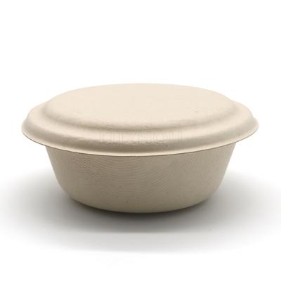 China Traditional Customizable Eco Friendly Bamboo Fiber 500ml Soup Bowl Disposable Paper Biodegradable Hot Pack With Lid (Narrow Side) for sale