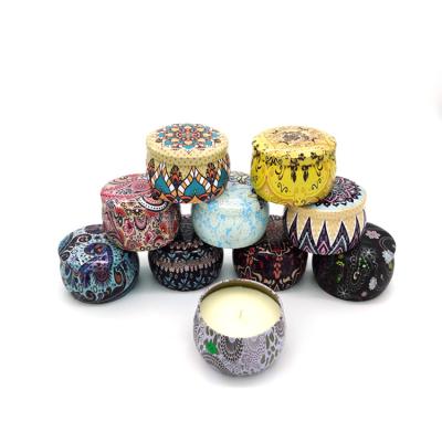 China Custom Printed Eco Friendly Heat Resistant Material Eco-Friendly Candle Jar Packaging With Metal Lids for sale