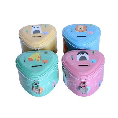 China Eco-friendly Material Yiwu Factory Direct Sales Heart Cartoon Pink Storage Coin Piggy Bank Children Piggy Bank With Lock for sale