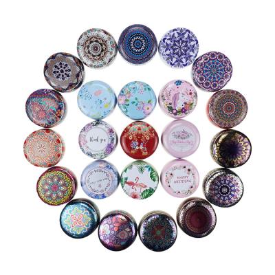 China China Eco-friendly Material Supplier Multi-pattern Color Tinplate Mini Metal Candle Jar With Round Lid for sale