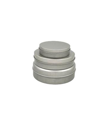 China Eco-Friendly Material Customizable Designs 3-Piece Set Silver Tinplate Storage Mini Round Tins for sale