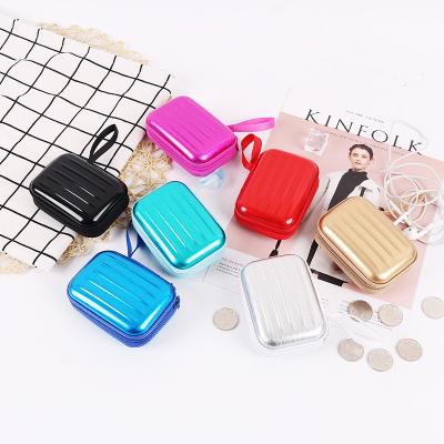 China Factory Direct Recyclable Creative Tiny Square Zipper Earphone Storage Metal Key Chain Box for sale