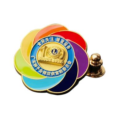 China 3D Custom Your Own Design Cheap Badge Plated Metal Material Lions Club Lapel Pin Badges for sale