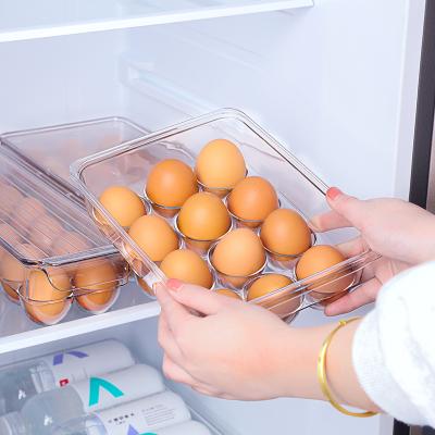 China 12pcs Viable Egg Storage Container Wholesale Customized Good Quality Transparent PET Egg Fridge Organizer Bin With Lid for sale