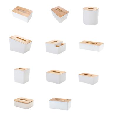 China Sustainable Tissue Box Holder With Bamboo Lid Tissue Dispenser Box for sale