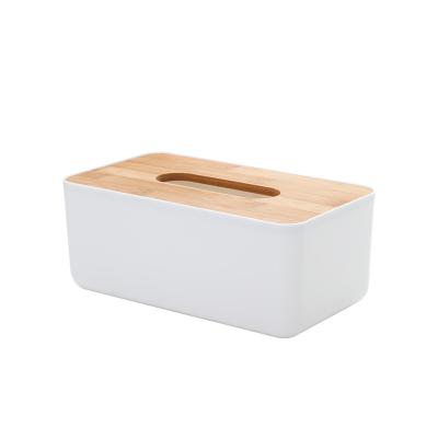 China Sustainable Hot Selling Tissue Box Holder With Bamboo Lid Tissue Dispenser Box for sale