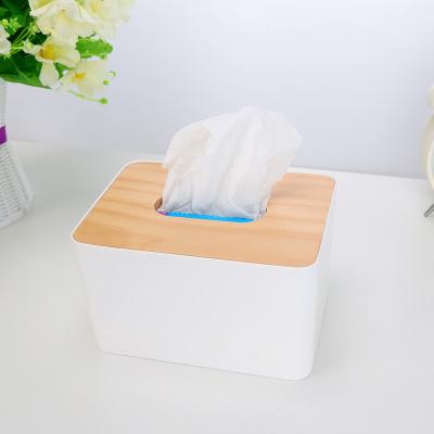 China Sustainable Tissue Box Holder With Bamboo Lid Tissue Dispenser Box for sale