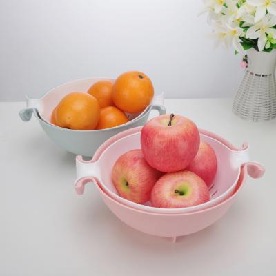 China Viable Hot Selling Plastic 2 Tier Kitchen Washing Basket Drainer Colander Strainer for sale