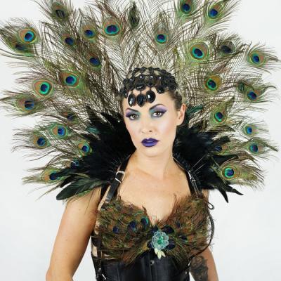 China Majestic festival / carnival peacock necklace headdress for sale buy peacock feather necklace for sale