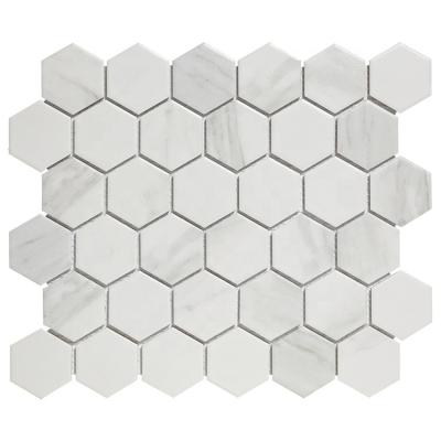 China Parquet Bathroom Interior Wall Marble Carrara Porcelain White Hexagon Mosaic Slab for sale