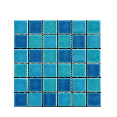 China Blue Color Parquet China Factory Ice Crack Mosaic Designs Square Icecrack Swimming Pool Mosaic Slab for sale