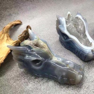 China China Wholesale New Product Crystal Crafts Agate Geode Natural Dragon Carving For Home Decoration for sale