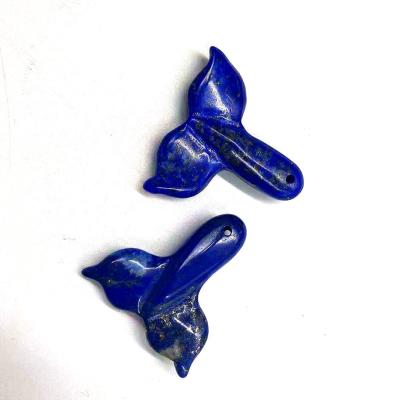 China China Crystal Animals Custom Pendant Natural Carved Crystal Carving Lapis Lazuli Fish Tails Pendant Necklace For Souvenir Gifts for sale