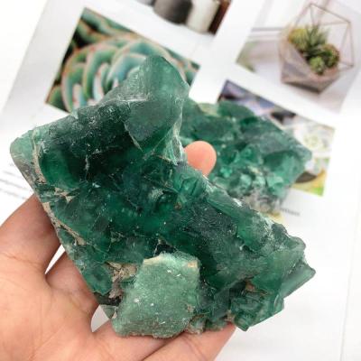 China Wholesale Natural China Crystal Energy Treasure Green Fluorite Block Feng Shui Gemstone Crystal Crafts For Healing for sale