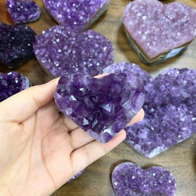 China Wholesale High Quality Heart Crystal Crafts For Healing Amethyst Block From China Feng Shui Decoration Natural Gemstone for sale