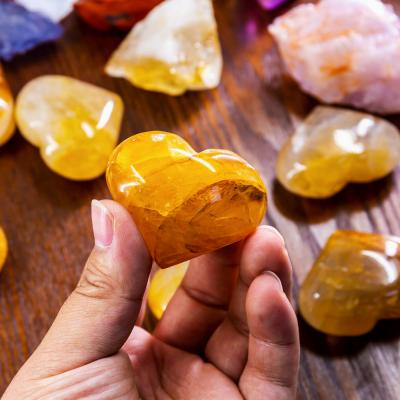 China China Natural Healer High Quality Gold Heart Crystals Healing Stones Quartz For Healing for sale