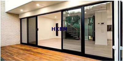 China Double glazed black color Aluminium Sliding Doors sliding glass patio doors with grids for sale